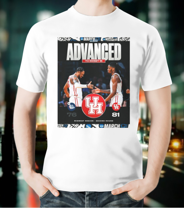 Advanced To Sweet 16 Houston Cougars 81 Gonzaga Bulldogs 76 Midwest Region Second Round T-Shirt