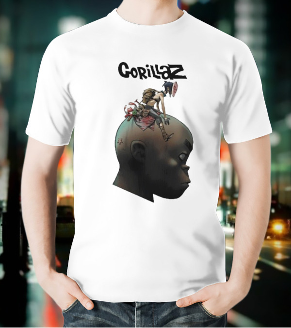 Gorillaz Character Sitting On Head Star Symbol T-Shirt