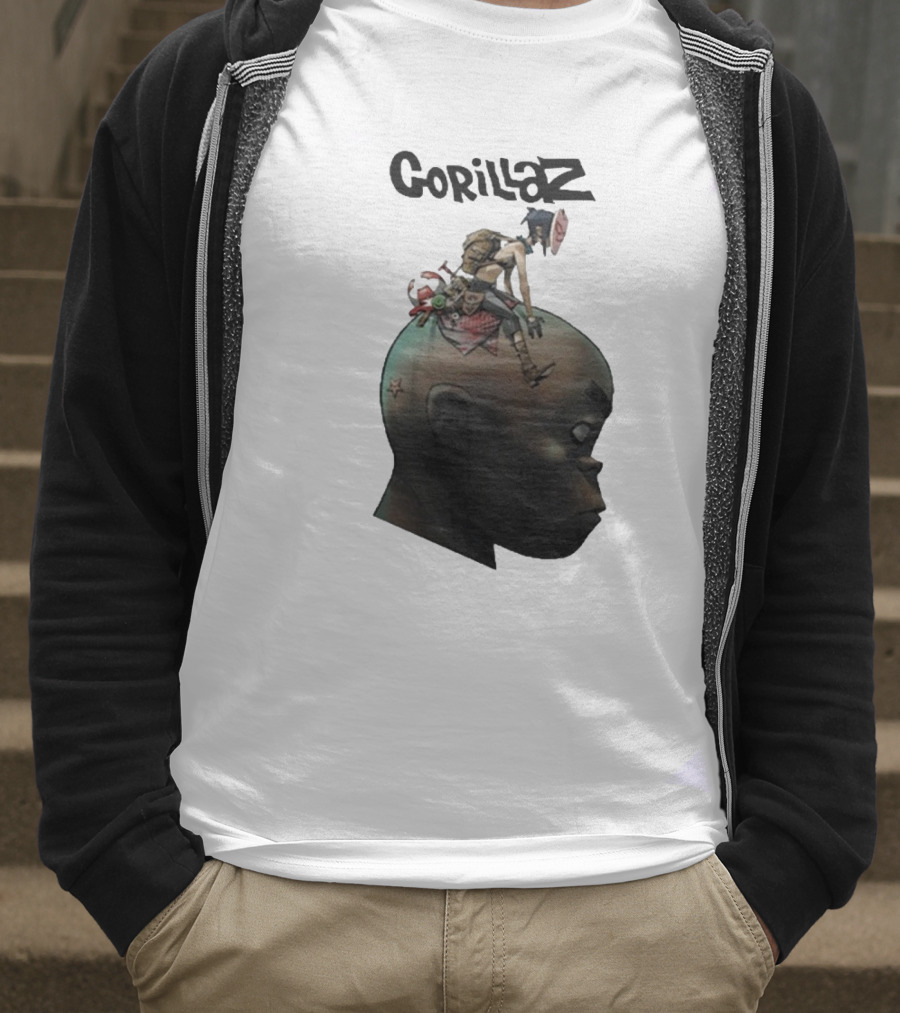 Gorillaz Character Sitting On Head Star Symbol T-Shirt