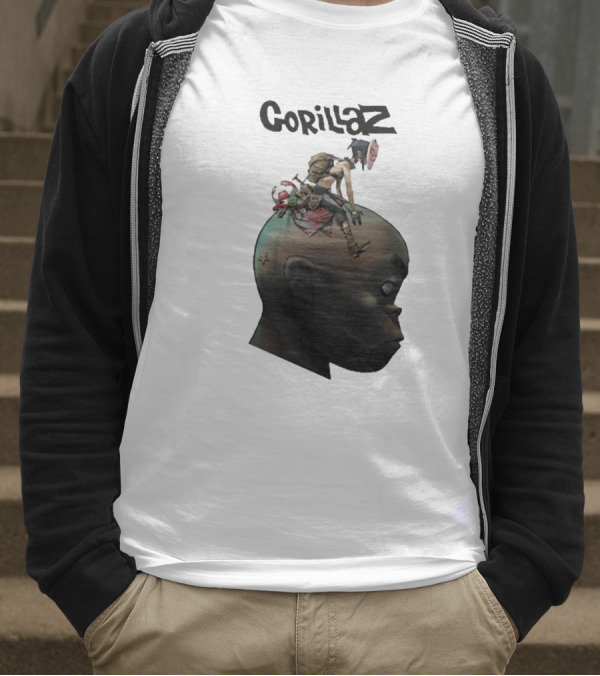 Gorillaz Character Sitting On Head Star Symbol T-Shirt