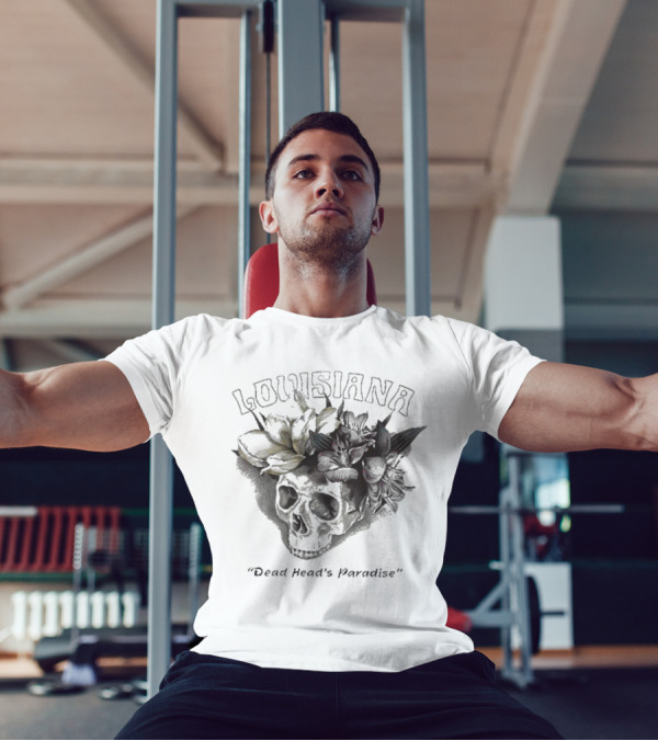 Grateful Dead Skull With Louisiana Dead Head's Paradise Floral Elements T-Shirt