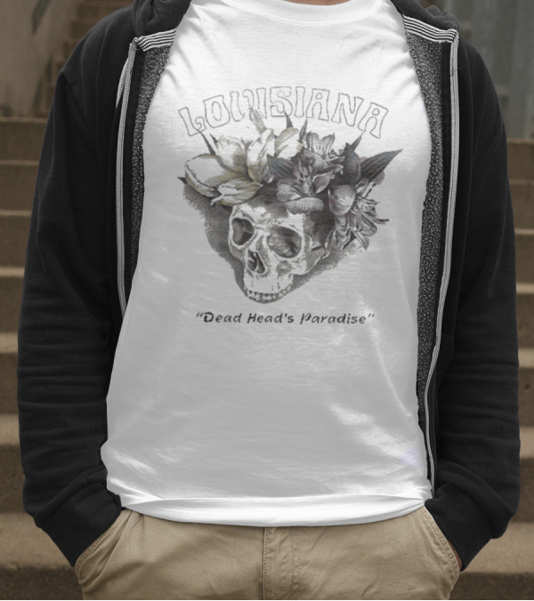 Grateful Dead Skull With Louisiana Dead Head's Paradise Floral Elements T-Shirt