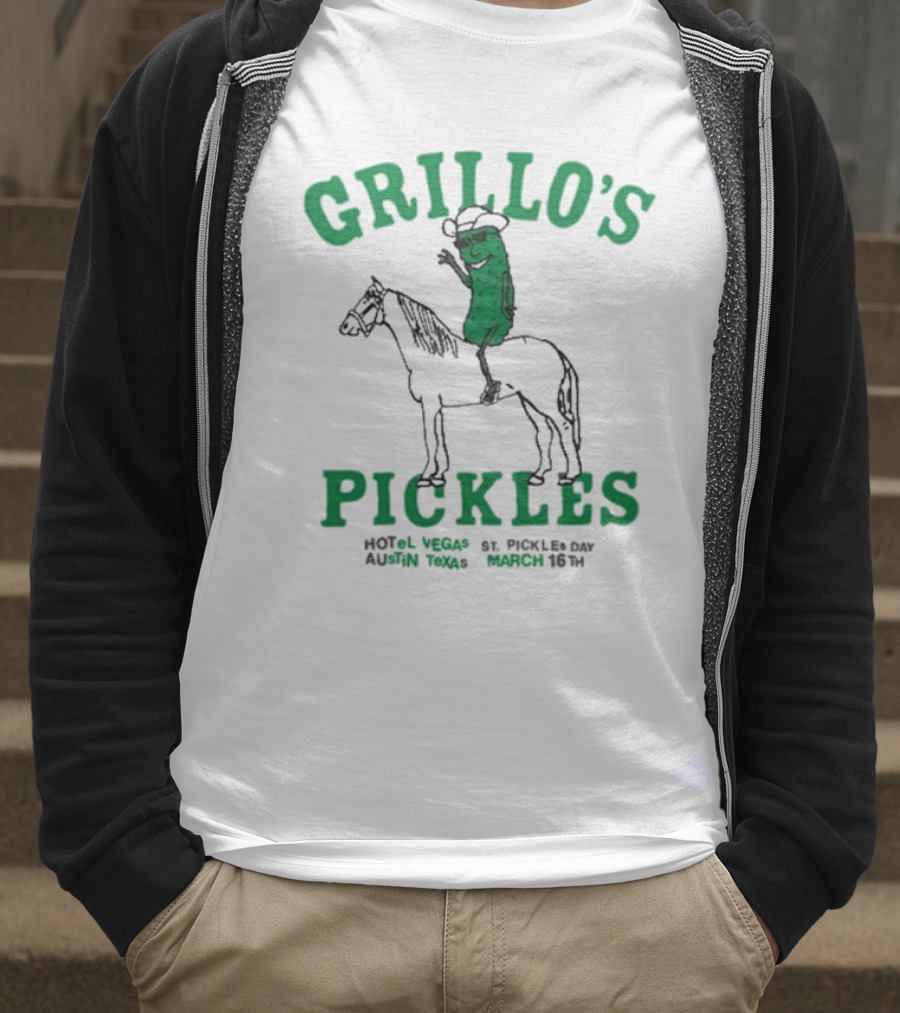 Grillo’s Pickles St Pickles Day Austin Texas March 16th Hotel Vegas T-Shirt