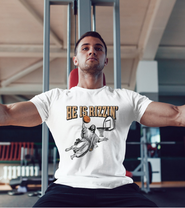 He Is Rizzin Jesus Dunk Basketball Retro Vintage Style T-Shirt