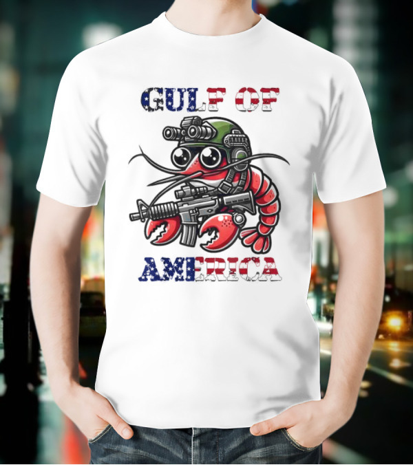 Gulf Of America Tactical Shrimp Patriotic Military Camouflage T-Shirt
