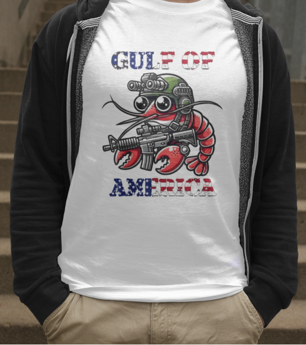 Gulf Of America Tactical Shrimp Patriotic Military Camouflage T-Shirt