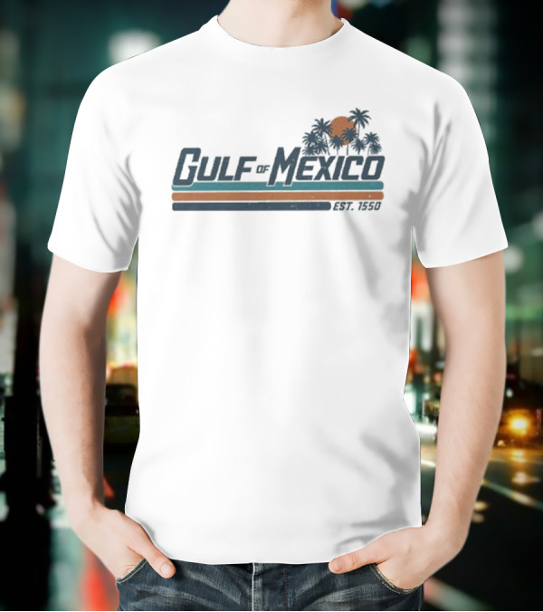 Gulf Of Mexico Est 1550 Palm Trees Retro Sunset Vintage Style T-Shirt
