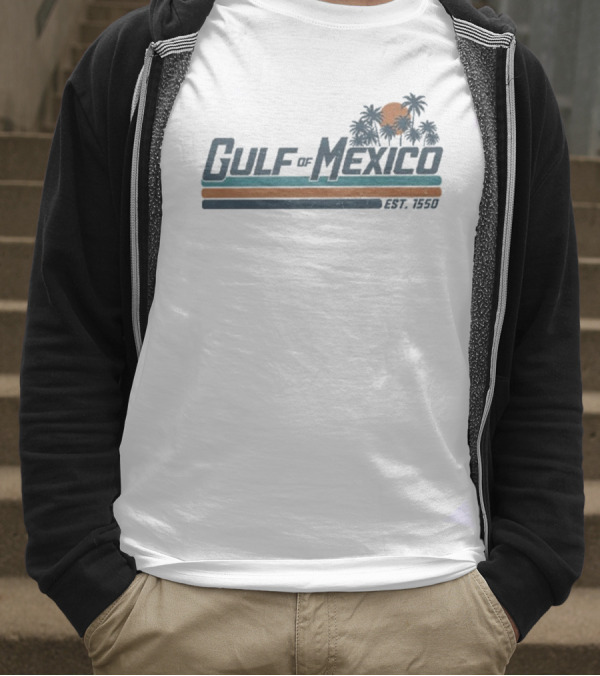 Gulf Of Mexico Est 1550 Palm Trees Retro Sunset Vintage Style T-Shirt