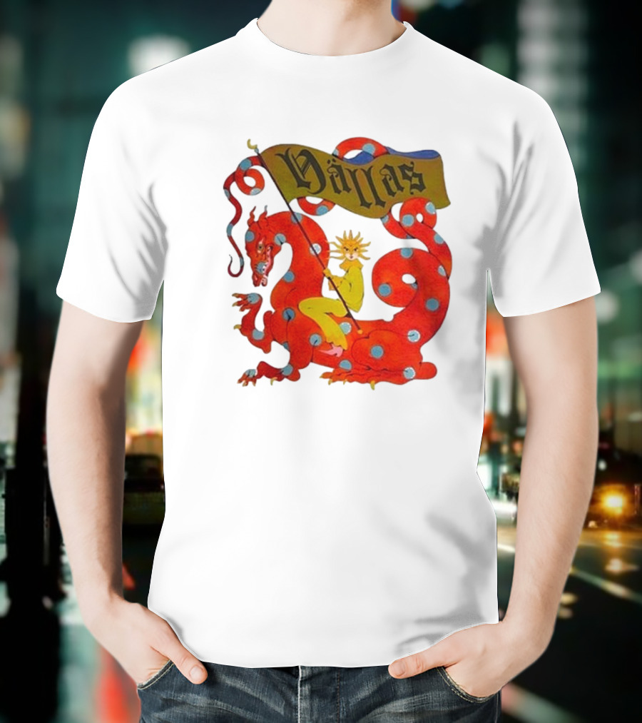 Hällas Flower Knight Riding Red Polka Dot Dragon T-Shirt