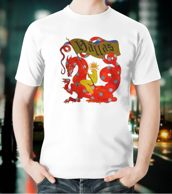 Hällas Flower Knight Riding Red Polka Dot Dragon T-Shirt