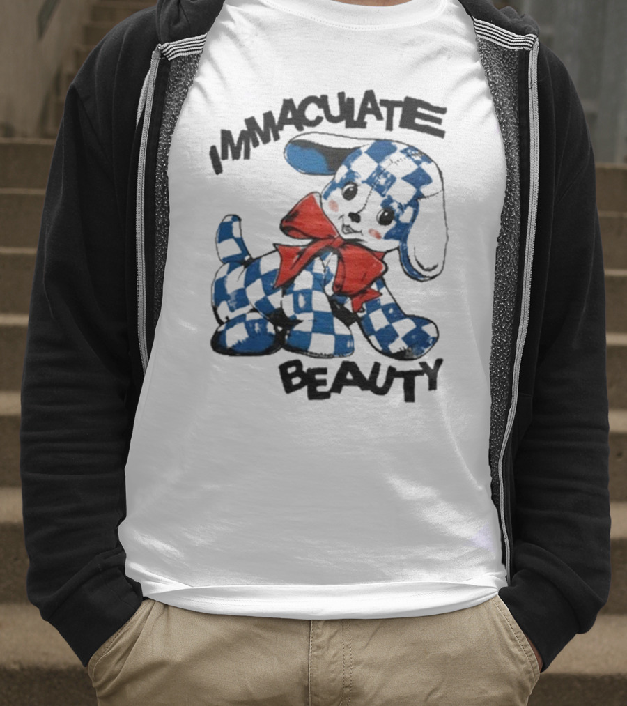 Henry Johnson Immaculate Beauty Blue Checkered Puppy Red Bow T-Shirt
