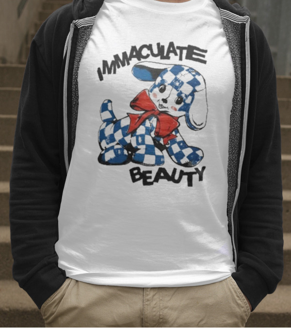 Henry Johnson Immaculate Beauty Blue Checkered Puppy Red Bow T-Shirt