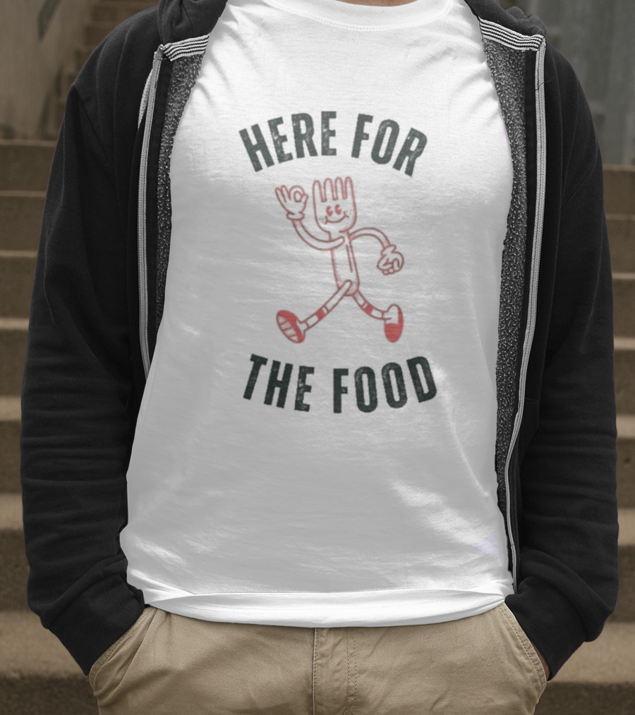 Here For The Food Fork Character T-Shirt