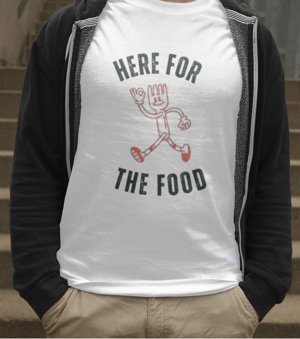 Here For The Food Fork Character T-Shirt
