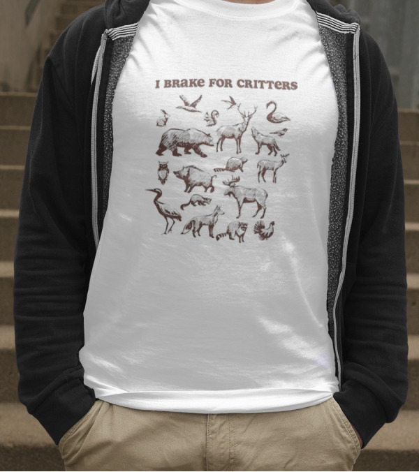 I Brake For Critters Animal Silhouettes Wildlife Conservation T-Shirt