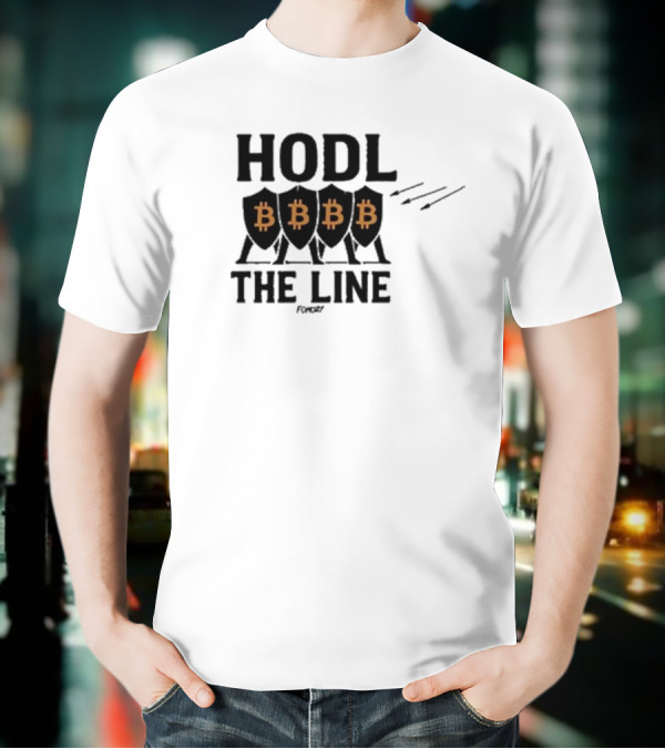 Hodl The Line Bitcoin Warrior Cryptocurrency Enthusiast BBB Pattern T-Shirt