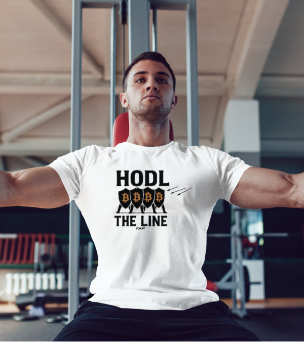 Hodl The Line Bitcoin Warrior Cryptocurrency Enthusiast BBB Pattern T-Shirt