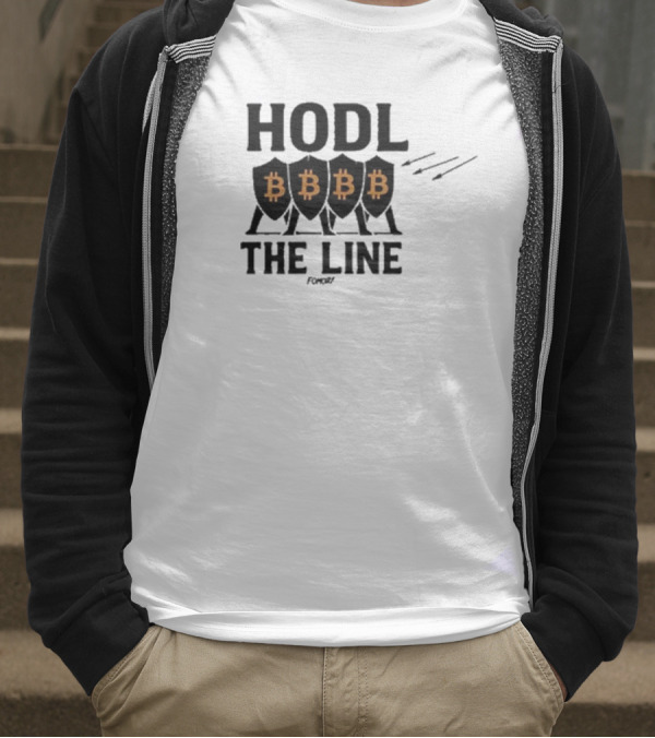 Hodl The Line Bitcoin Warrior Cryptocurrency Enthusiast BBB Pattern T-Shirt