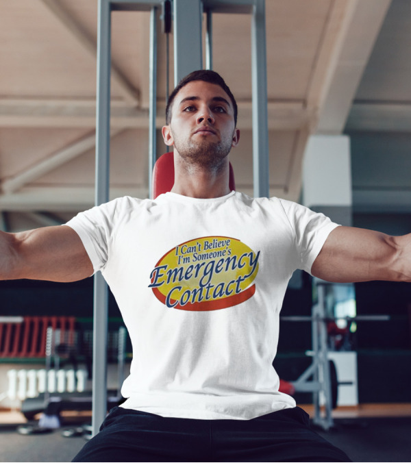 I Can’t Believe I’m Someone’s Emergency Contact Retro Parody Logo T-Shirt