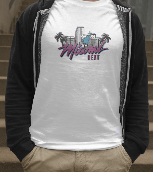 Homage Miami Heat NBA Vice Skyline Retro Style T-Shirt