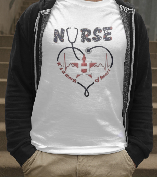 Houston Astros Nurse Appreciation Night 2025 Heartbeat Stethoscope Baseball Event T-Shirt