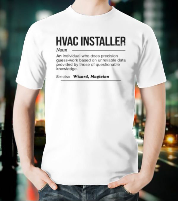 HVAC Installer Noun Precision Guess Work Based On Unreliable Data Provided By Those Questionable Knowledge T-Shirt