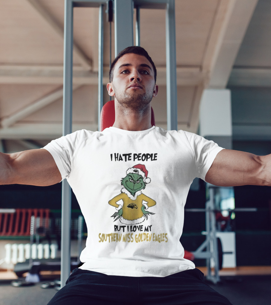 I Hate People But I Love My Southern Miss Golden Eagles Grinch Holiday Style T-Shirt