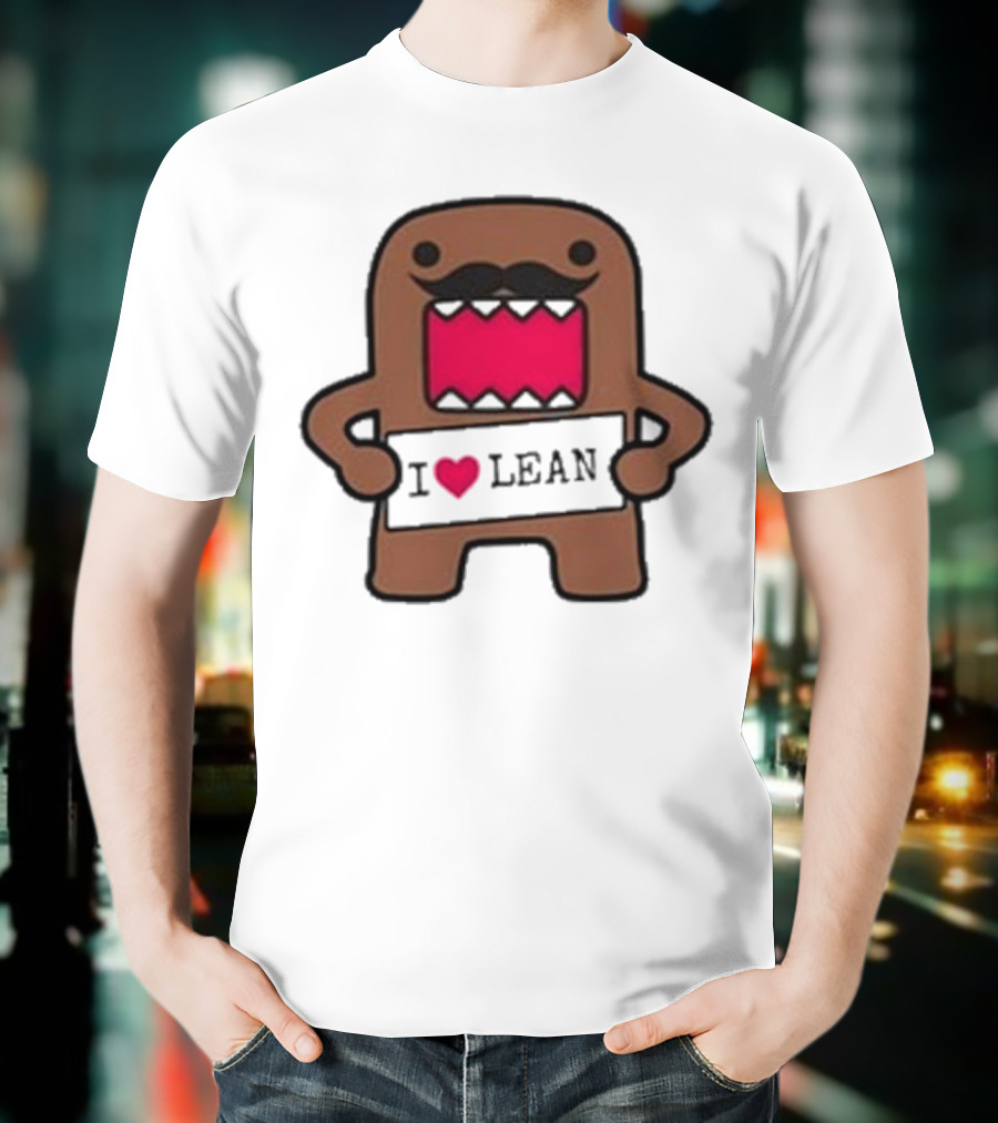 I Love Lean Domo Heart Mustache Cartoon Character T-Shirt