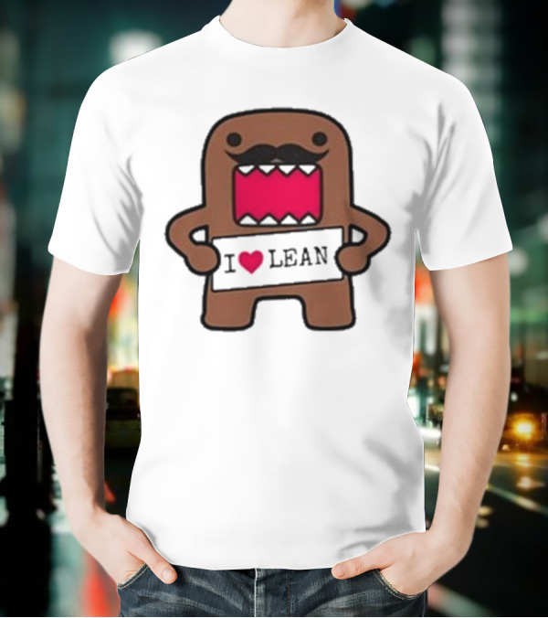 I Love Lean Domo Heart Mustache Cartoon Character T-Shirt