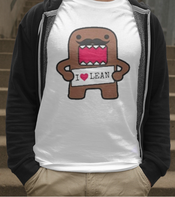 I Love Lean Domo Heart Mustache Cartoon Character T-Shirt