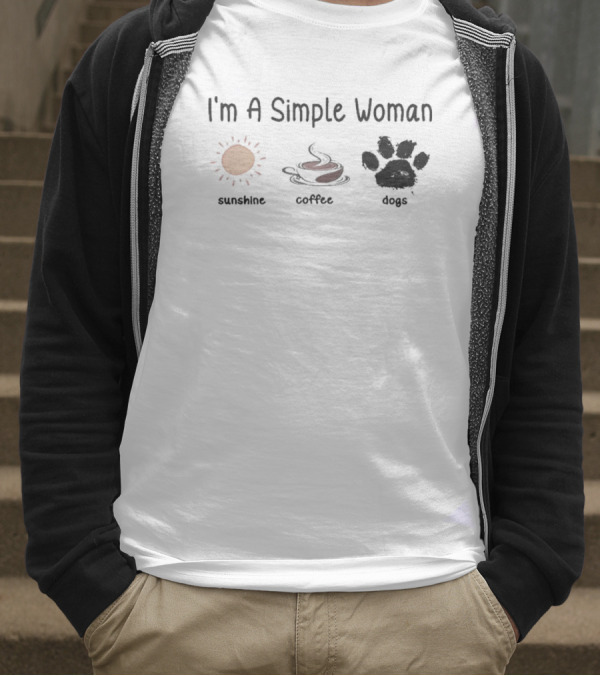 I'm A Simple Woman Sunshine Coffee Paw Dog T-Shirt