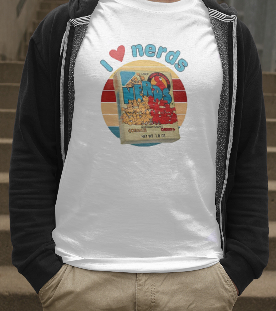 I Love Nerds Candy Box Cherry Orange Vintage Retro Style T-Shirt