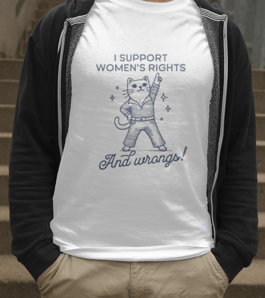 I Support Women’s Rights Cat With Sunglasses And Wrongs T-Shirt