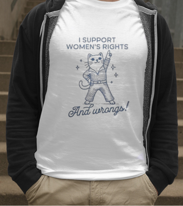 I Support Women’s Rights Cat With Sunglasses And Wrongs T-Shirt