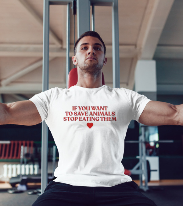 If You Want To Save Animals Stop Eating Them Red Heart Vegan Message T-Shirt