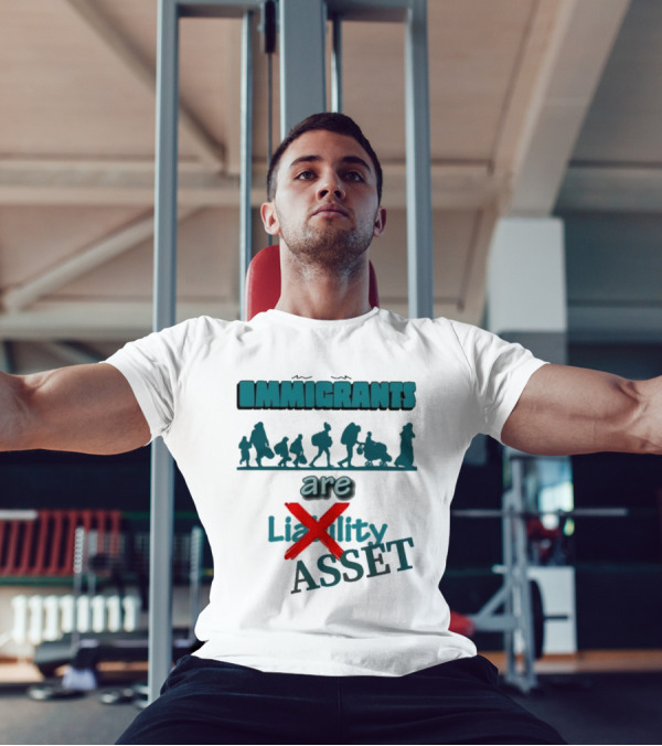 Immigrants Are Not Liability Asset Message With Silhouette Imagery T-Shirt