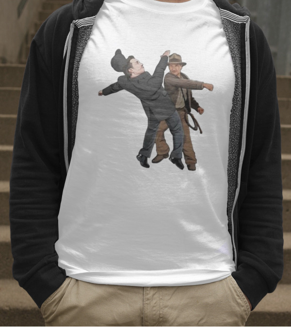Indiana Jones Punching Elon Musk Salute Scene T-Shirt
