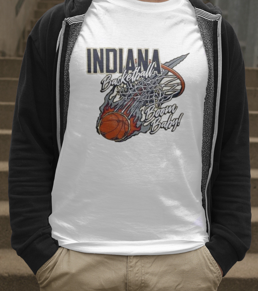 Indiana Pacers Basketball Boom Baby Fireball Slam Dunk T-Shirt