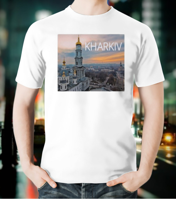 Kharkiv City Skyline With Famous Cathedral Sunset View T-Shirt