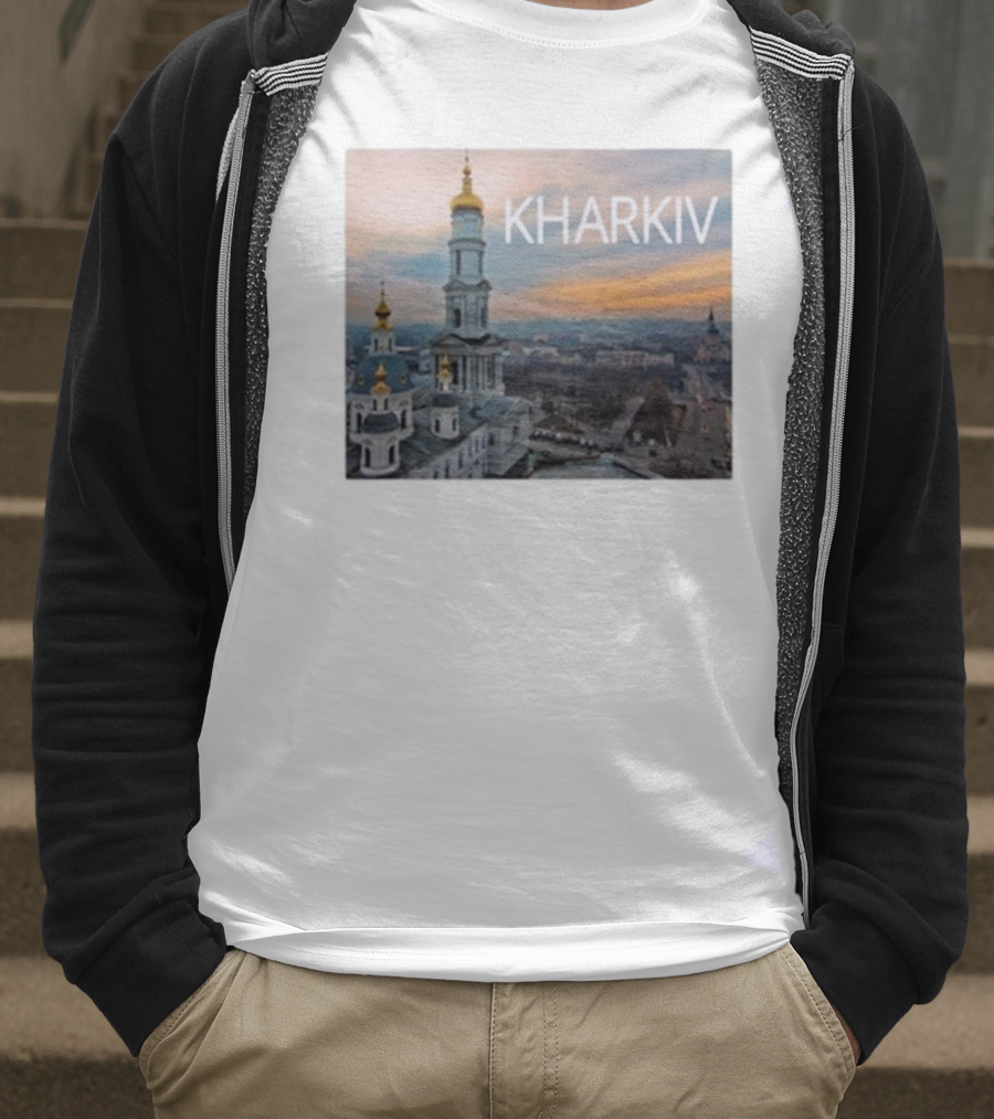 Kharkiv City Skyline With Famous Cathedral Sunset View T-Shirt