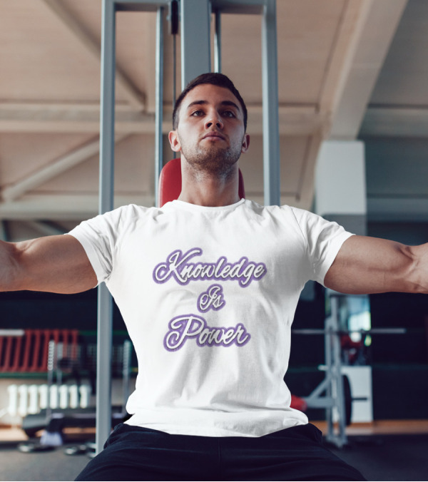 Knowledge Is Power Vintage Ringer Purple Script Fashion T-Shirt