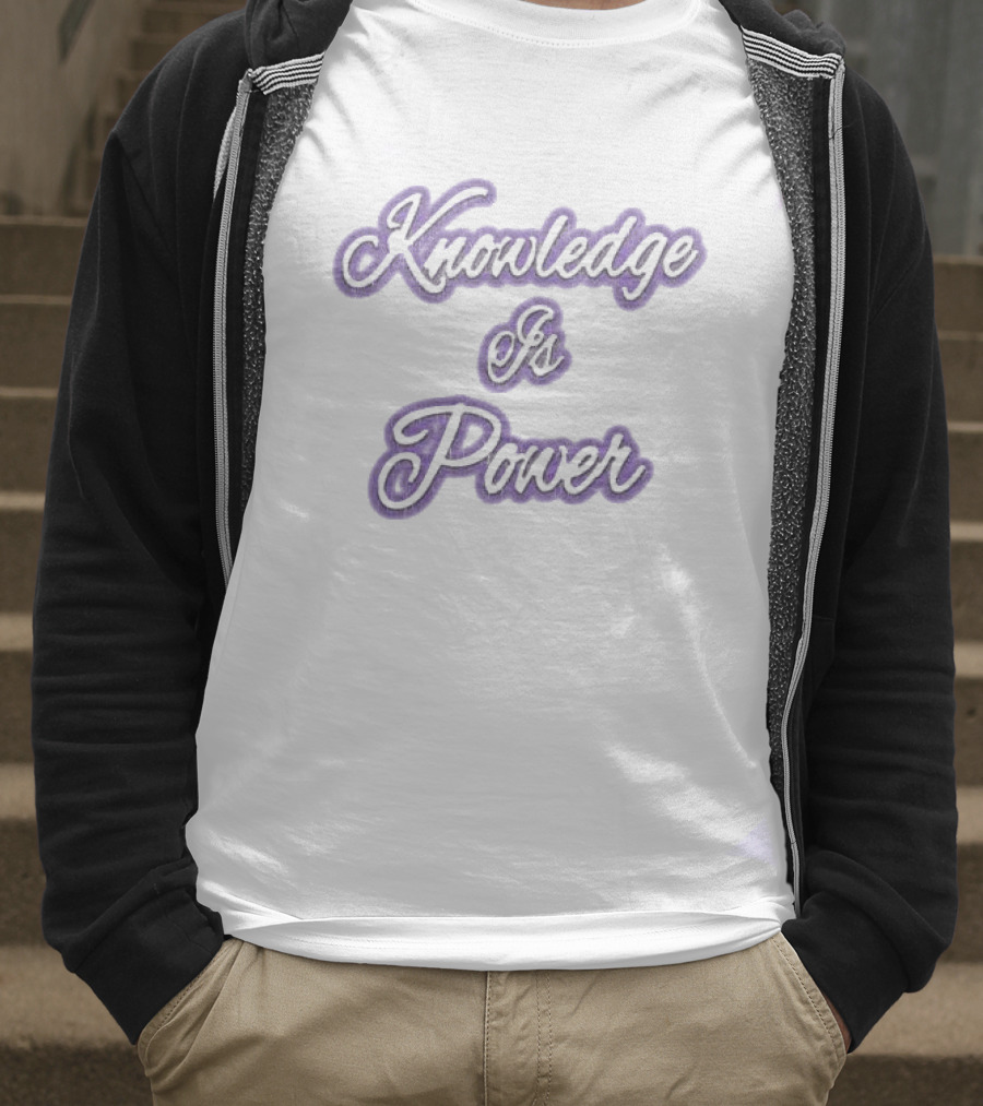 Knowledge Is Power Vintage Ringer Purple Script Fashion T-Shirt
