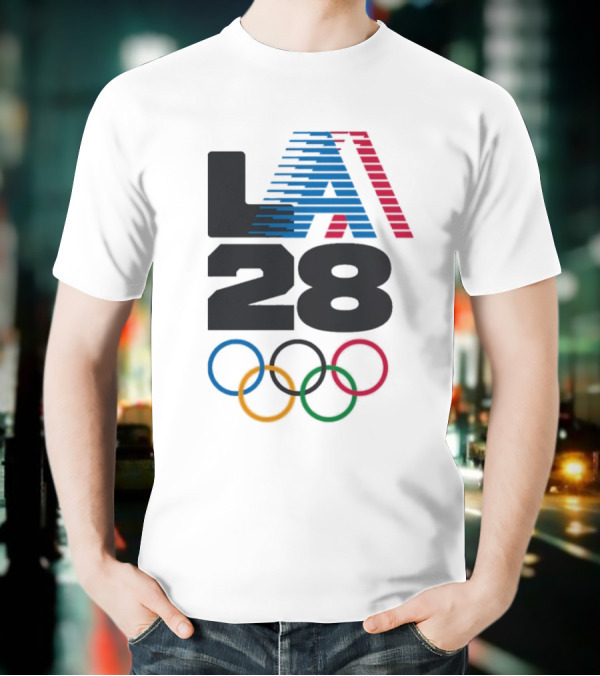 "LA 2028 Summer Olympics Retro Style With Olympic Rings" T-Shirt