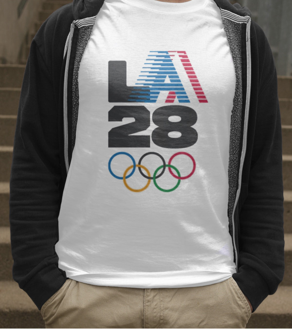 "LA 2028 Summer Olympics Retro Style With Olympic Rings" T-Shirt