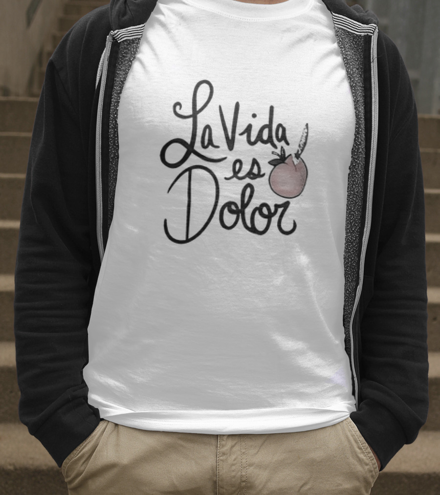 La Vida Es Dolor Red Heart Drawing T-Shirt