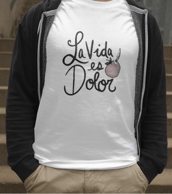 La Vida Es Dolor Red Heart Drawing T-Shirt