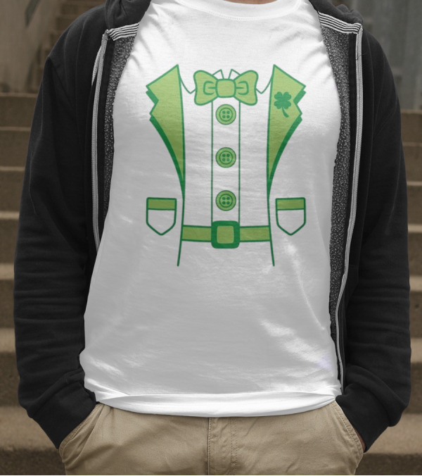 Leprechaun Suit With Bowtie And Shamrock St Patty’s Day T-Shirt