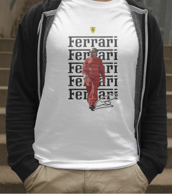 Ferrari 2025 Signature Lewis Hamilton Red Racing Suit T-Shirt