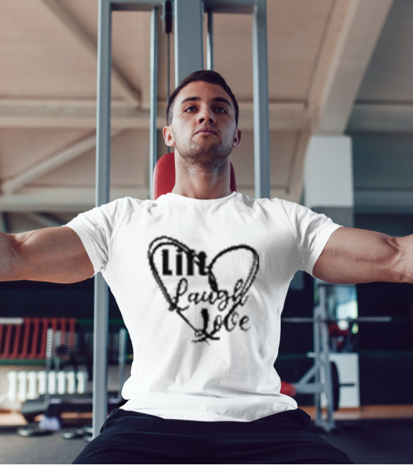 Lift Laugh Love Scribbled Heart Dark Mode T-Shirt
