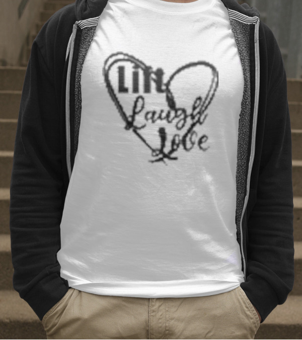 Lift Laugh Love Scribbled Heart Dark Mode T-Shirt